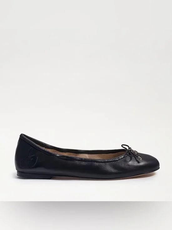 SAM EDELMAN FELICIA BLACK LEATHER BALLET FLATS 8 - Picture 2 of 9